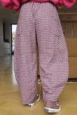 Donald Plaid Brushed Cotton Barrel Pant Pink